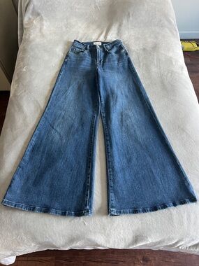Gently used FRAME le palazzo crop wide leg denim pants blue jeans 25 modern